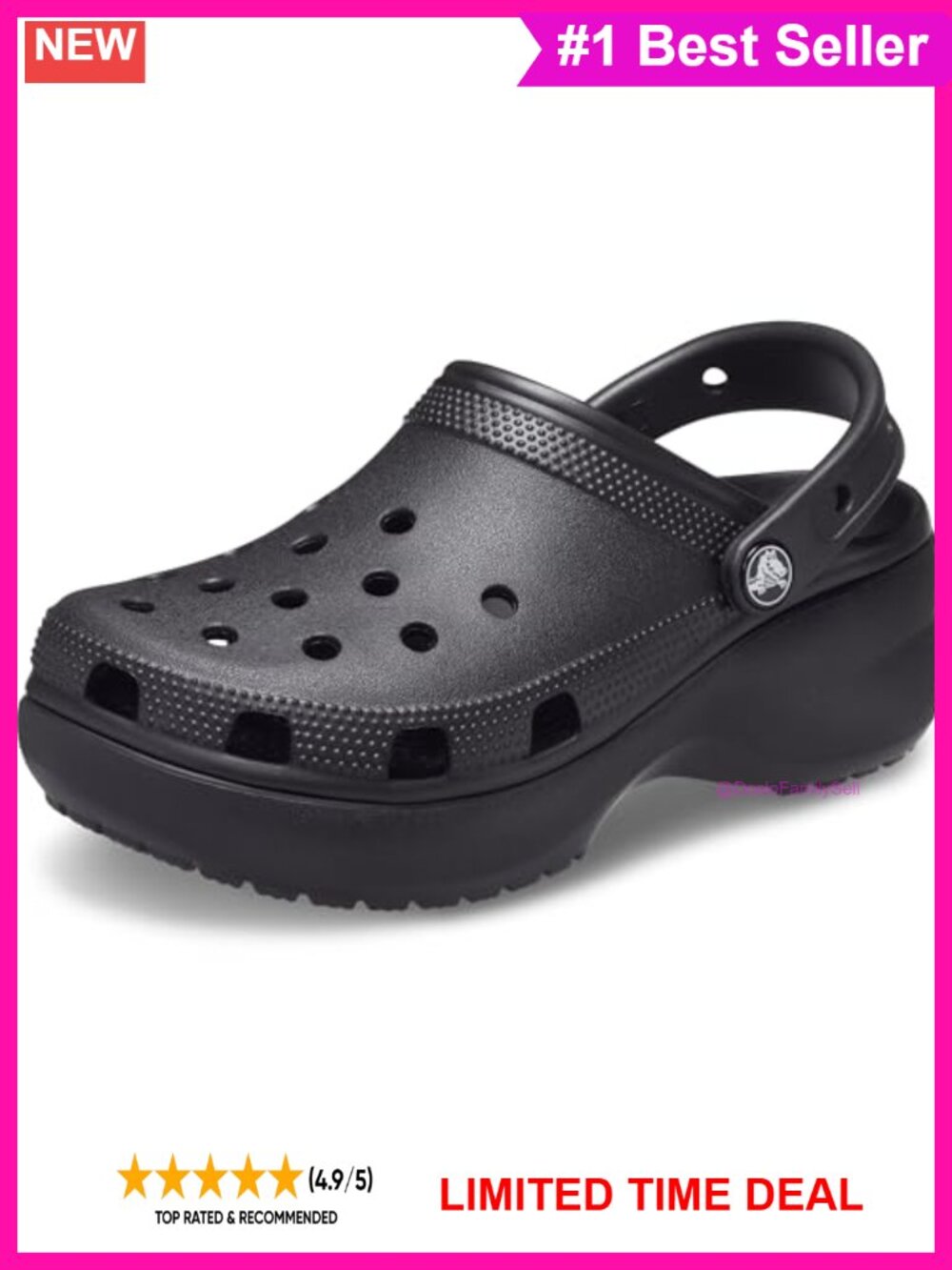 Crocs Classic Platform Clog Lightweight Waterproof Comfort Shoe